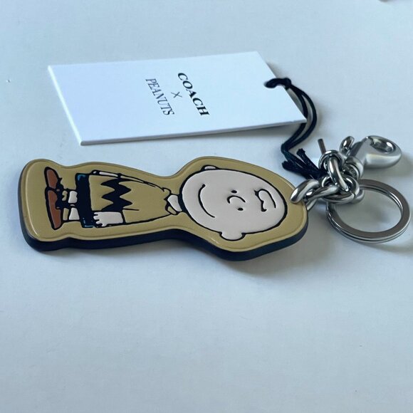 Coach x Peanuts Charlie Brown Leather Bag Charm Keychain CBG59 2025 Anniversary - Picture 5 of 8